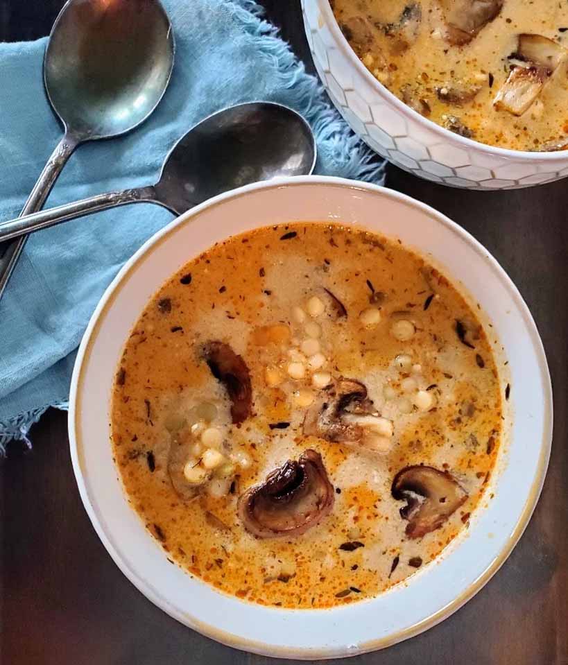 Creamy Mushroom Soup with Couscous