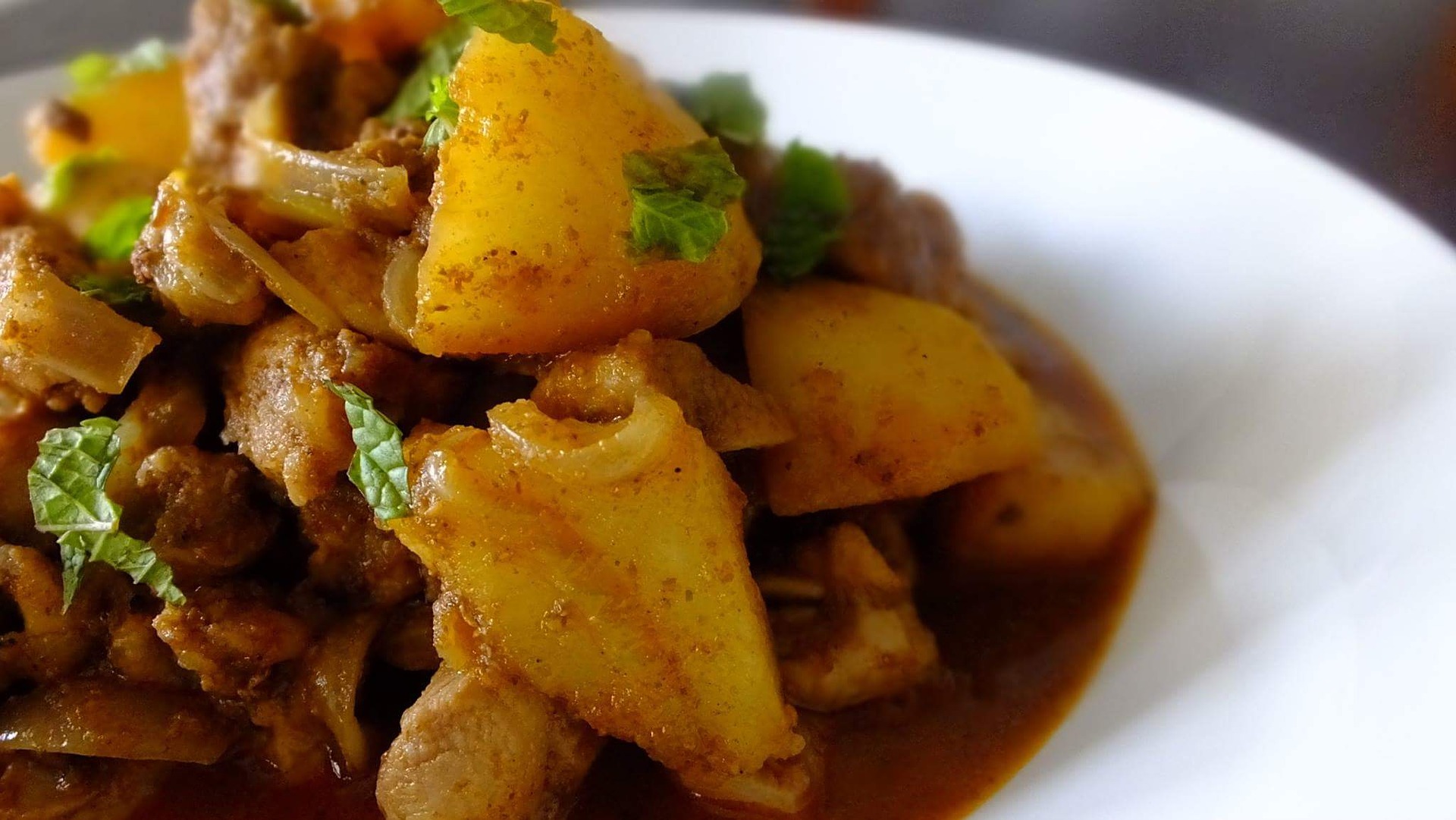 Close Up View of Potato Vindaloo